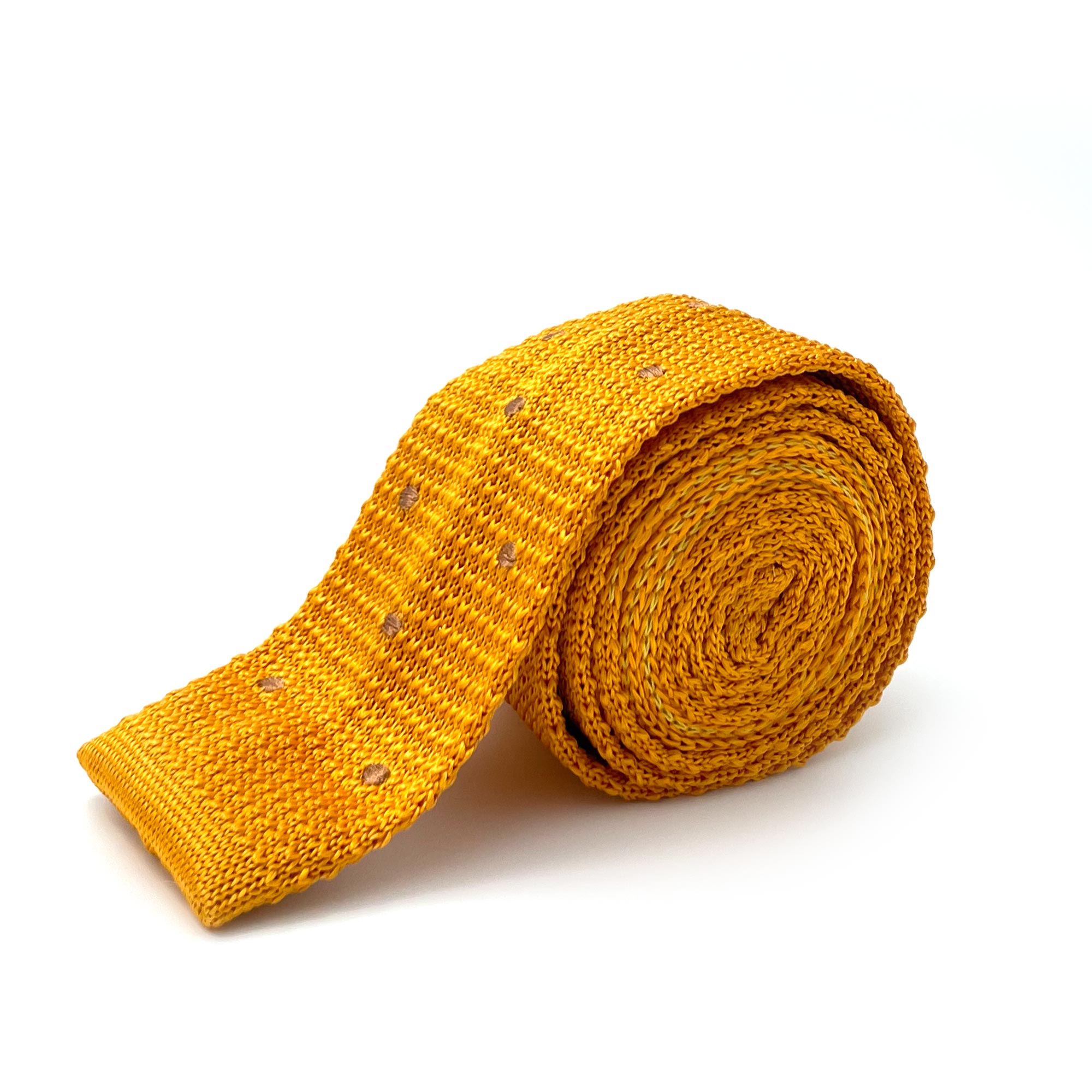 Golden knitted tie with dots